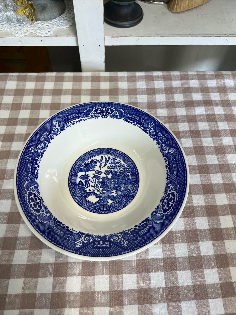 Vintage blue willow serving bowl royal china replacement